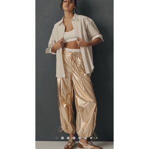 Anthropologie Daily Practice Base Jump Parachute Pants in Gold Rose Size Small